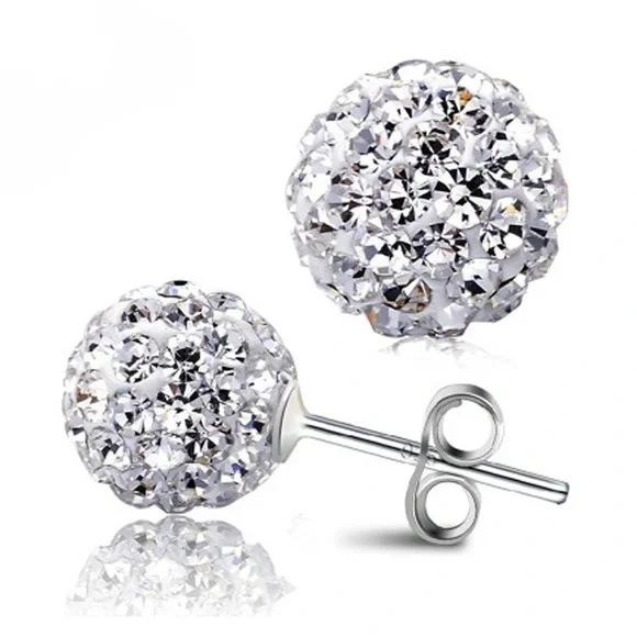 925 silver diamonds earrings, stamped - Picture 3 of 6